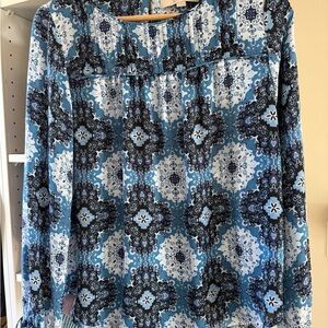 Loft Blue Patterned Women's Top
